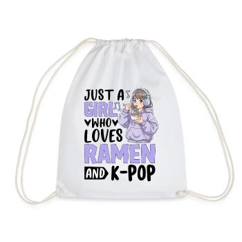 Just A Girl Who Loves Ramen And K-Pop - Drawstring Bag - white - Front