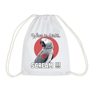 Screaming African grey parrot T, funny parrot - Drawstring Bag - white - Front