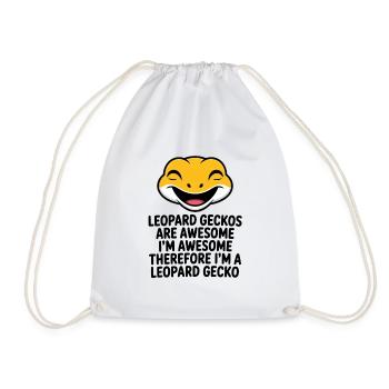 Leopard Gecko Laugh Artwork - Drawstring Bag - white - Front