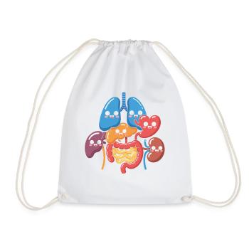 Funny Digestive Organs Cartoon - Drawstring Bag - white - Front