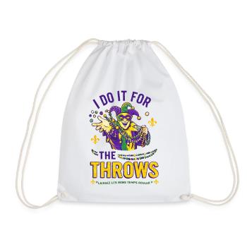 Mardi Gras Jester Beads - Drawstring Bag - white - Front