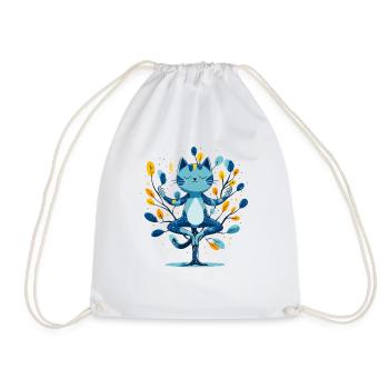 Blue meditation hangover in the tree - Drawstring Bag - white - Front