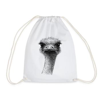 Emu Strauss Portrait - Drawstring Bag - white - Front