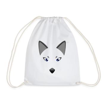 Arctic Fox Face Funny Animal Lazy DIY Costume - Drawstring Bag - white - Front