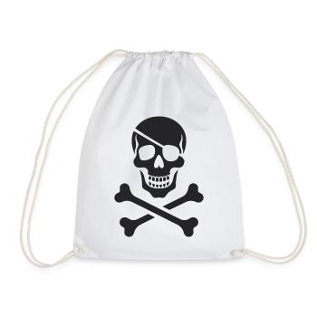 Classic Jolly Roger Pirate Skull - Drawstring Bag - white - Front