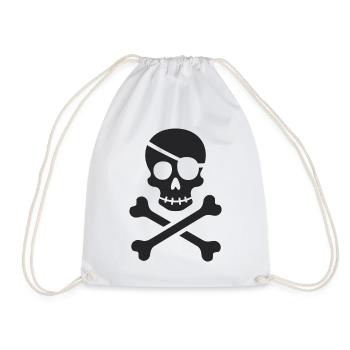 Classic Jolly Roger Pirate Skull - Drawstring Bag - white - Front