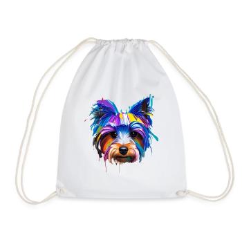 Yorkshire Terrier Yorkie Farbenfrohe Pop-Art-Hundemama - Turnbeutel - Weiß - Vorne