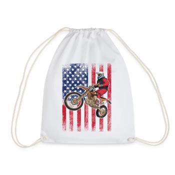 Dirt Biking USA-Flagge - Turnbeutel - Weiß - Vorne