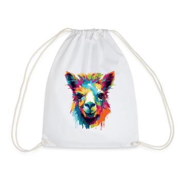 Llama Farbexplosion Popart - Turnbeutel - Weiß - Vorne