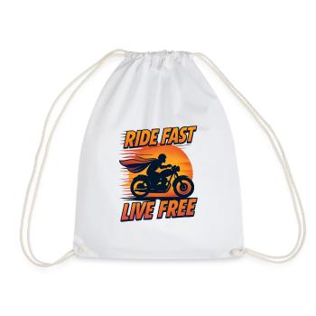 Ride Fast Live Free - Drawstring Bag - white - Front