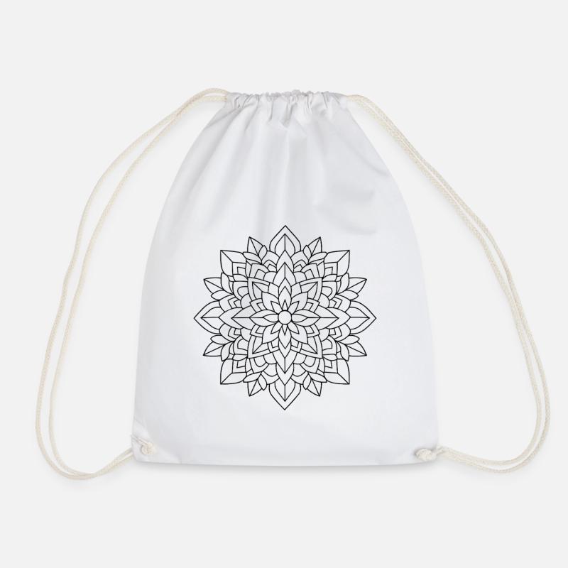 Florales Mandala - Turnbeutel - Weiß