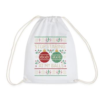 Stop staring at my balls! Inappropriate use - Drawstring Bag - white - Front