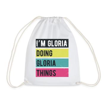 Ich bin Gloria und mache Gloria-Dinge Retro-Farben - Turnbeutel - Weiß - Vorne