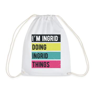 Ich bin Ingrid, mache Ingrid-Dinge Retro-Farben - Turnbeutel - Weiß - Vorne