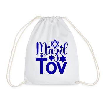 Mazel Tov Jewish sayings and quotes David Star - Drawstring Bag - white - Front