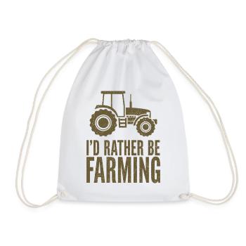 Traktor Fan Spruch I'D RATHER BE FARMING - Turnbeutel - Weiß - Vorne
