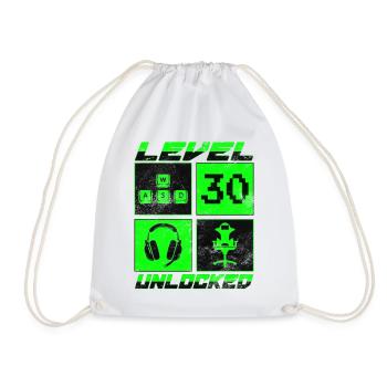 30. Geburtstag Gamer Zocker Level 30 Unlocked - Turnbeutel - Weiß - Vorne