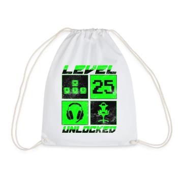 Gamer Level 25 Unlocked - Gaming - Turnbeutel - Weiß - Vorne