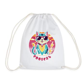 Coole Katze mit Sonnenbrille - Turnbeutel - Weiß - Vorne