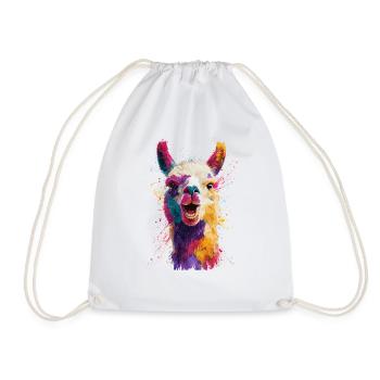 Colorful Llama Explosion - Drawstring Bag - white - Front