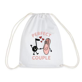 Perfect Couple Music Note Ballet Shoe Hearts - Drawstring Bag - white - Front