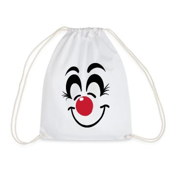 Fröhliches Clown Gesicht Karneval Fasnet Fasching - Turnbeutel - Weiß - Vorne