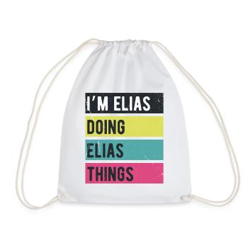 Ich bin Elias und mache Elias Dinge Retrofarben - Turnbeutel - Weiß - Vorne