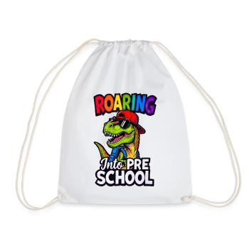 Roaring into Preschool Dinosaur Back to School - Drawstring Bag - white - Front