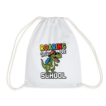 Roaring into Preschool Dinosaur Back to School - Drawstring Bag - white - Front