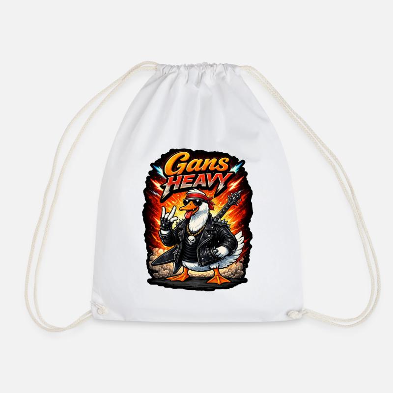 Goose Heavy Punk Rock Goose - Drawstring Bag - white