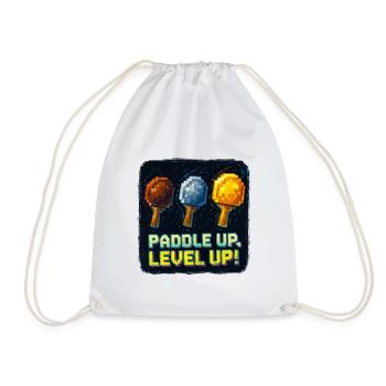 Paddeln hoch, Level Up, Tischtennis. - Turnbeutel - Weiß - Vorne