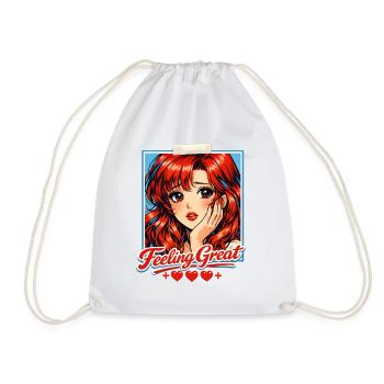 Retro Anime Girl Feeling Great Red Hair Aesthetic - Turnbeutel - Weiß - Vorne