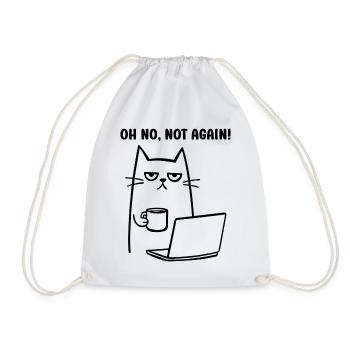Oh no, not again funny cat with Coffee Notebook - Drawstring Bag - white - Front