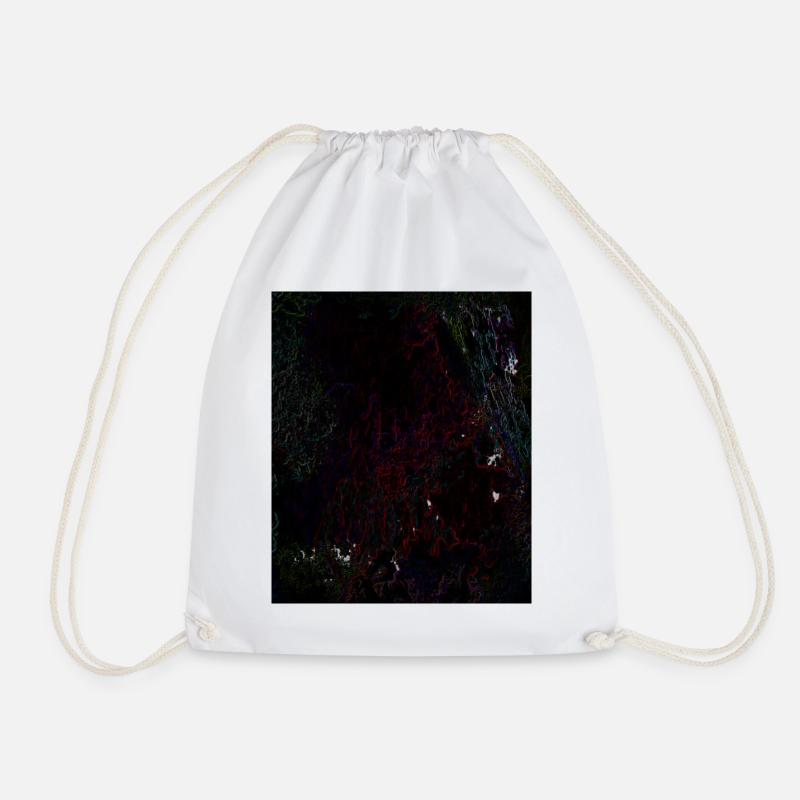 Dark Neon Lines Pattern - Drawstring Bag - white