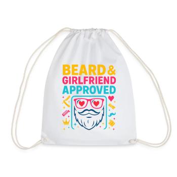 Beard Girlfriend Approved, Valentine's Day Gift - Drawstring Bag - white - Front