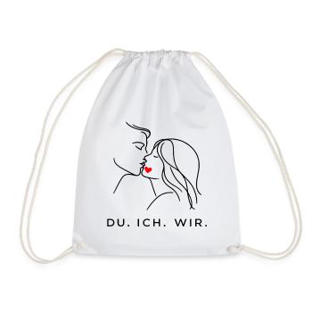 Minimal Heart Down, Valentine's Day Partner - Drawstring Bag - white - Front