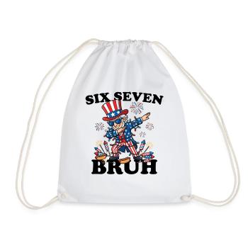 Six Seven Bruh 4 July Dabbing 6-7 4 July - Drawstring Bag - white - Front