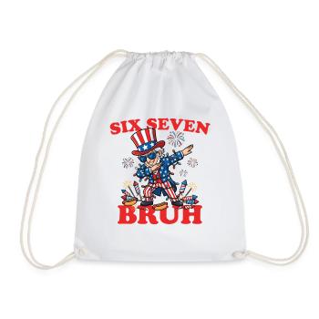 Six Seven Bruh 4 July Dabbing 6-7 4 July - Drawstring Bag - white - Front