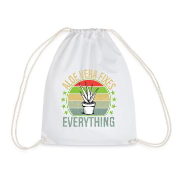 Aloe Vera Fixes Everything Funny Succulent Gard - Drawstring Bag - white - Front