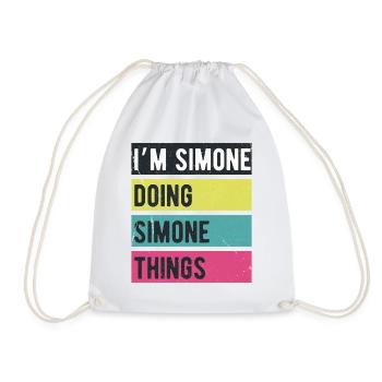 Ich bin Simone und mache Simone Things Retro Colors - Turnbeutel - Weiß - Vorne
