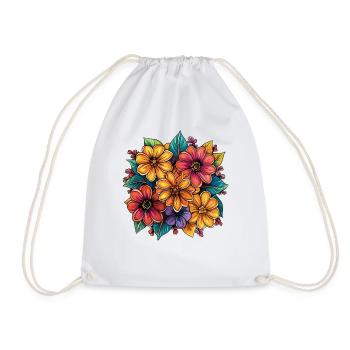 Vibrant Floral Colors Design - Drawstring Bag - white - Front