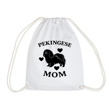 Funny Pekingese Mom - Drawstring Bag - white - Front