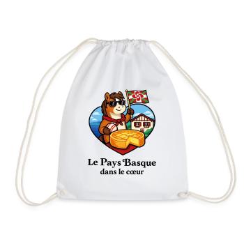 Basque Country in the Heart Pottok Basque Cake - Drawstring Bag - white - Front