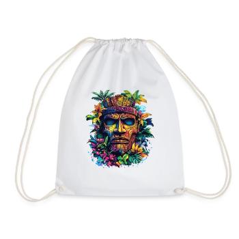 Tiki Tropenmaske Neonfarben - Turnbeutel - Weiß - Vorne