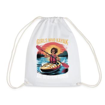 Girls Who Kayak Heaven Gift Design - Drawstring Bag - white - Front