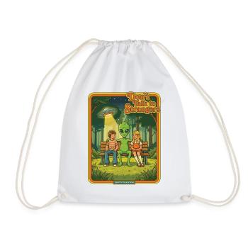 Don't Talk to Strangers – Retro Alien Design - Drawstring Bag - white - Front