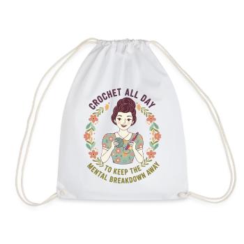 Crochet Lover Crochet All Day Mental Breakdown - Drawstring Bag - white - Front