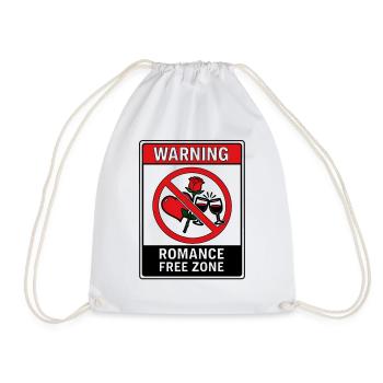 Warning Romance Free Zone - Drawstring Bag - white - Front