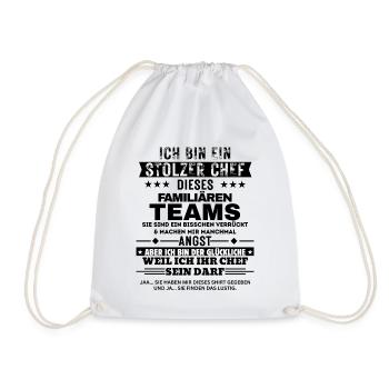 Stolzer Chef von einem familiären Team - Drawstring Bag - white - Front