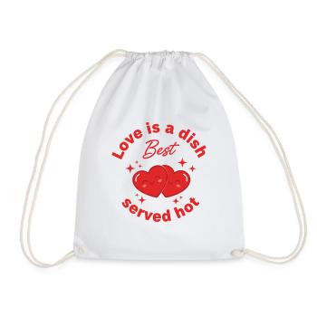 Love is a dish best served hot – Kawaii Herzen - Turnbeutel - Weiß - Vorne
